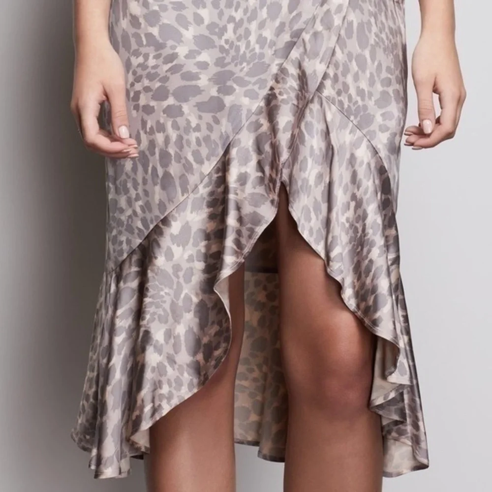 Neutral Animal Print Silk Dress